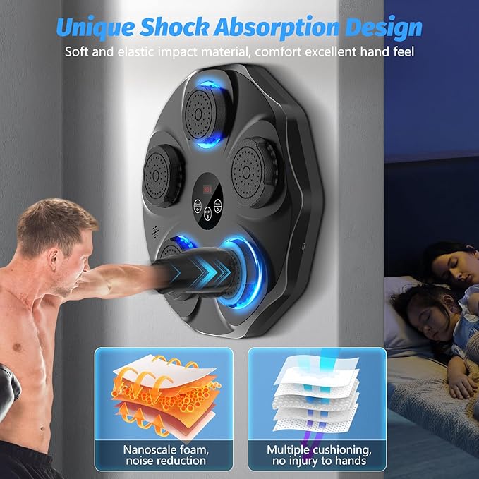 Wall Mounted Music INTELLIGEHT Boxing Machine with Gloves, Interactive Punch Training Fun