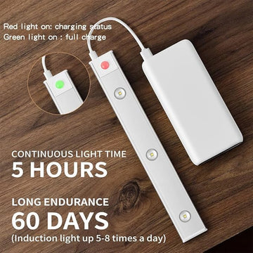 Motion Sensor Cabinet Lights 40cm, Wireless USB Rechargeable Under Cabinet Light, 3 Color Modes