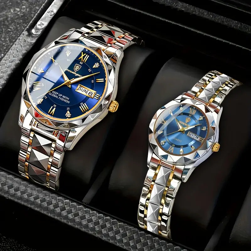 POEDAGAR Couple Watches – Quartz Luminous Waterproof Style